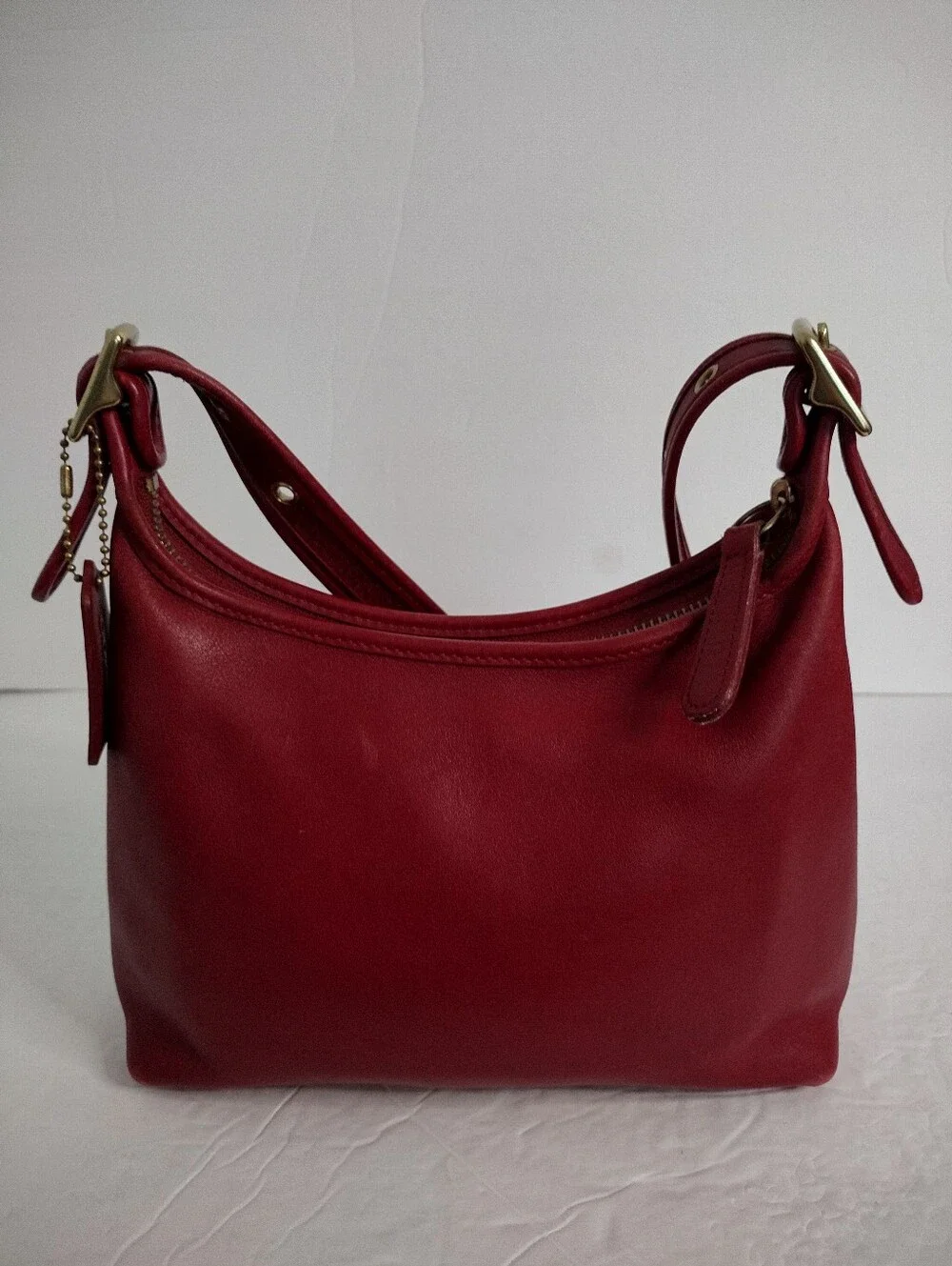 Vintage Y2K COACH Red Leather Legacy Small Hobo Bag 9136 Rare Cherry Red - Picture 8 of 16